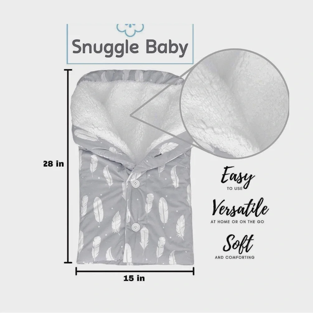 Snuggle Baby Unisex Button Up Gray/White Boho Feather Pattern